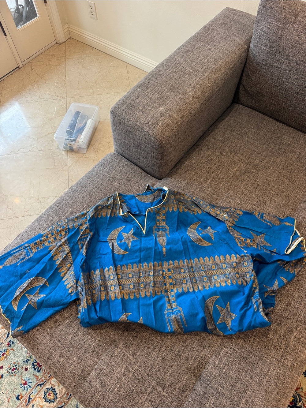 Blue Crescent & Star Pattern Men's Shirt